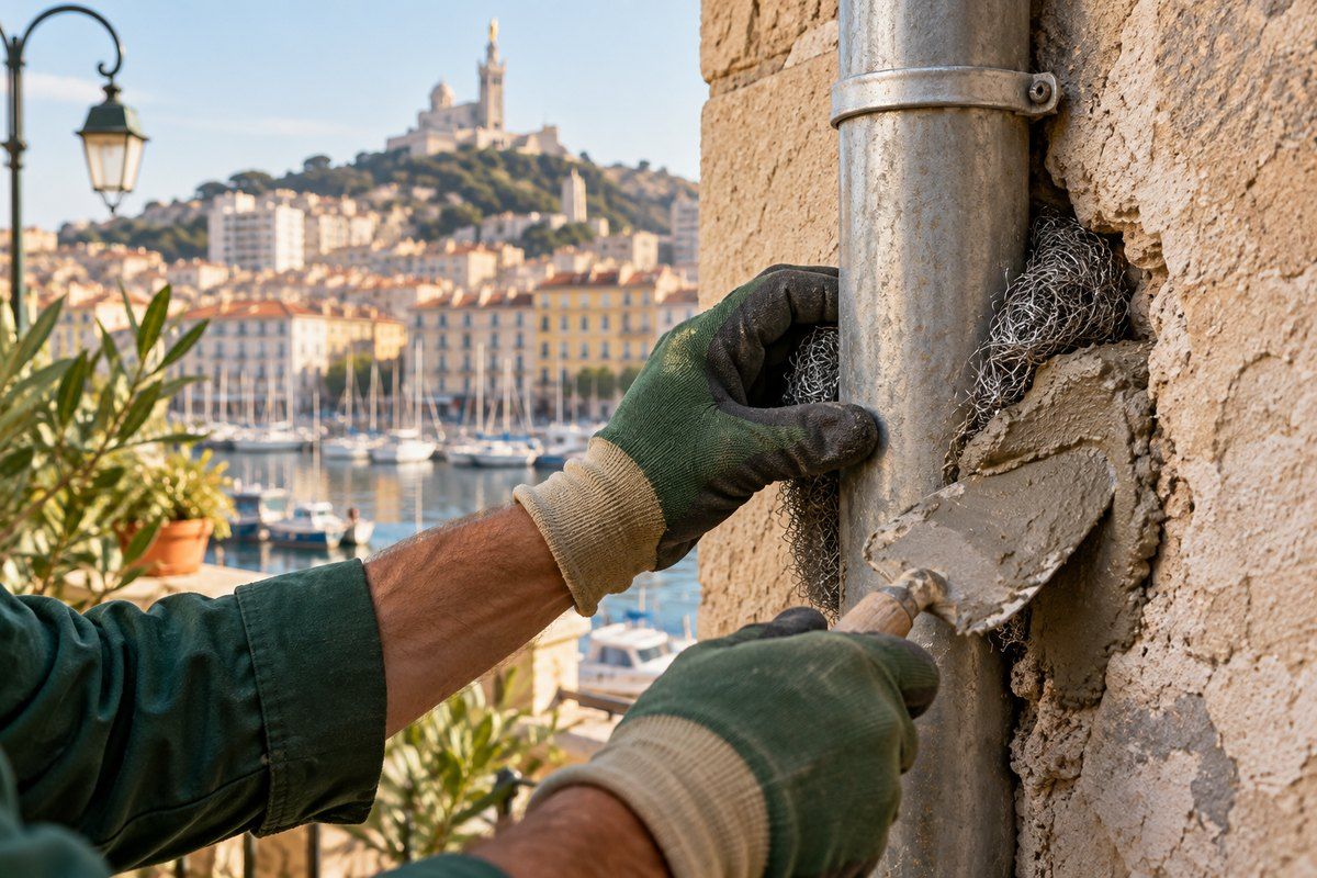 Fermeture d'un passage à l'aide d'une grille métallique